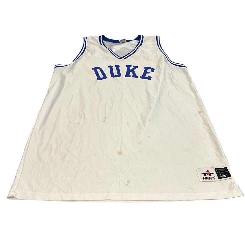 Alleson Athletic Basketball Jersey Mens XL White Duke Blue Devils Vintage Style